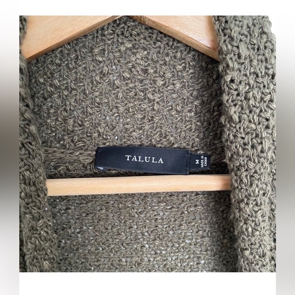 ARITZIA Talula Dark Olive Green Textured Knit Open Cardigan, Size Medium - Picture 6 of 8
